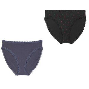 Victoria's Secret Panty sz Medium The Lacie Lace Trim Cotton High Leg Brief Blk
